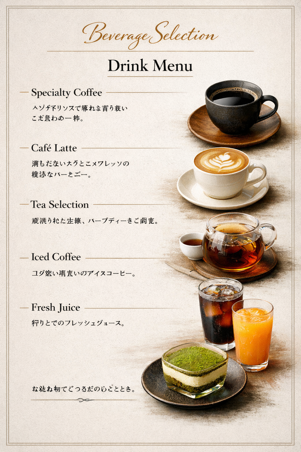 おしゃれな飲み物メニュー